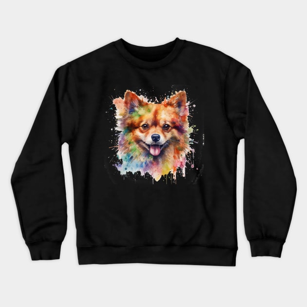 Pomeranian Bright Watercolor Crewneck Sweatshirt by nonbeenarydesigns